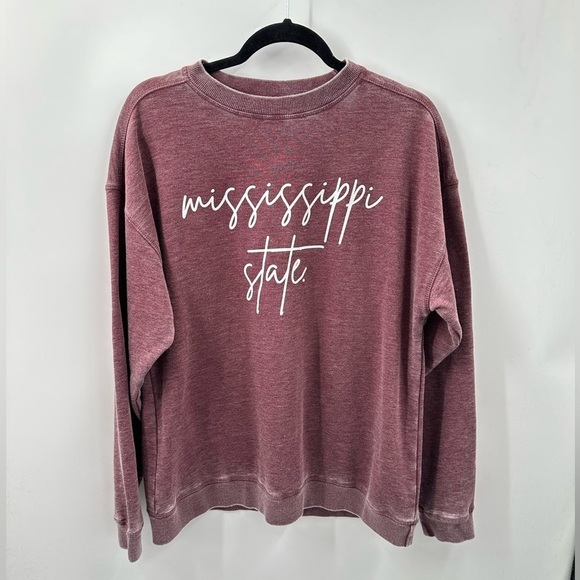 CHICKA-D Licensed Mississippi State distressed soft woman sweatshirt NWT S - Picture 1 of 13